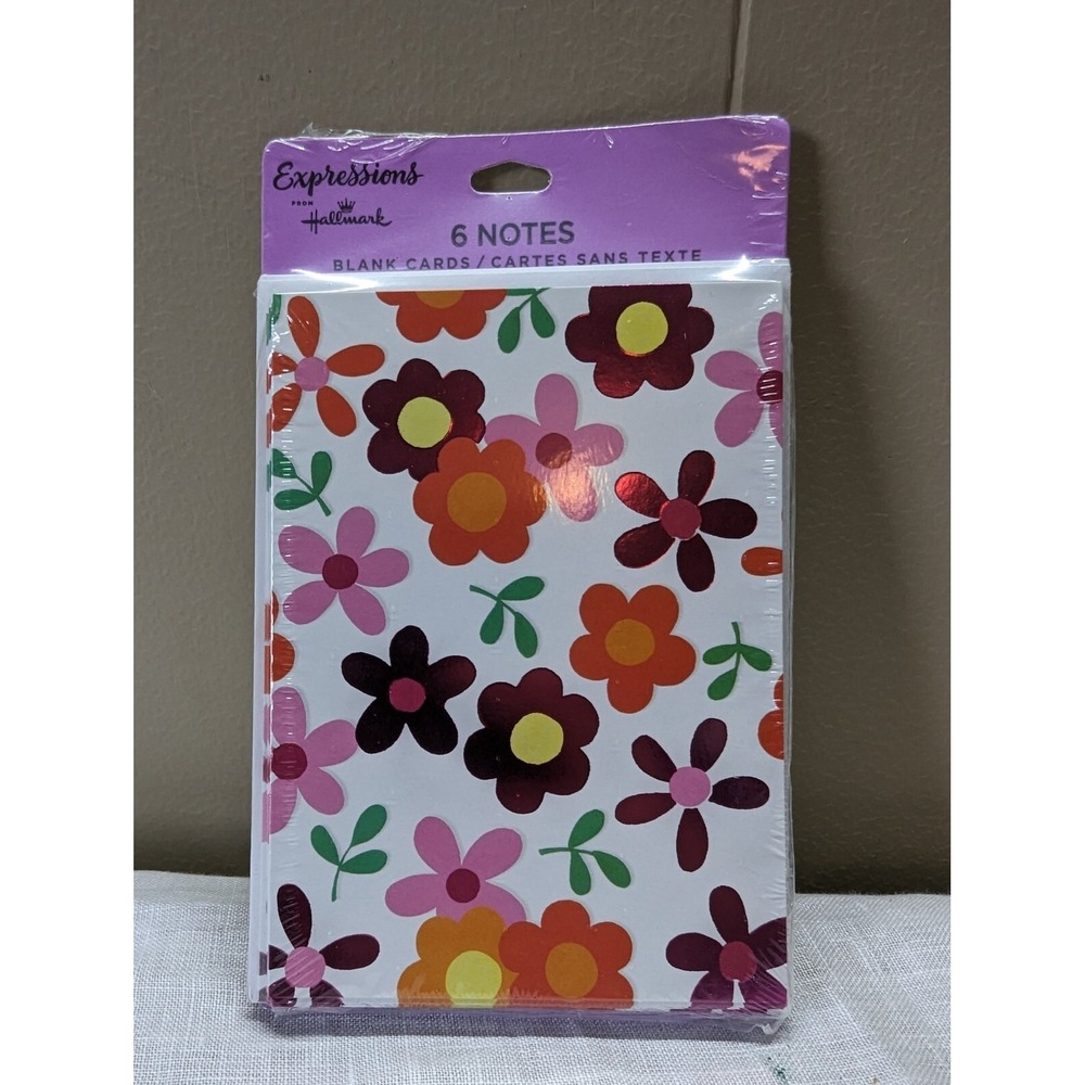 6 Blank Cards - Metallic Floral - Expressions from Hallmark